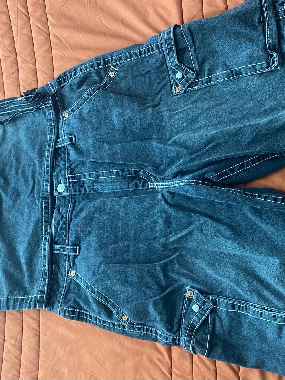 True Religion Men’s Charcoal Denim Cargo Shorts